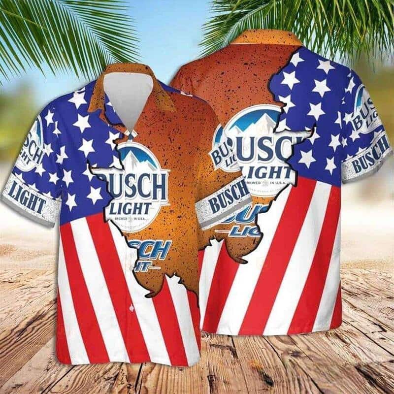 Busch Light Hawaiian Shirt US Flag Beer Lovers Gift