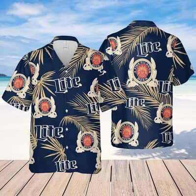 Miller Lite Beer Hawaiian Shirt Palm Leaves Pattern Beach Lovers Gift