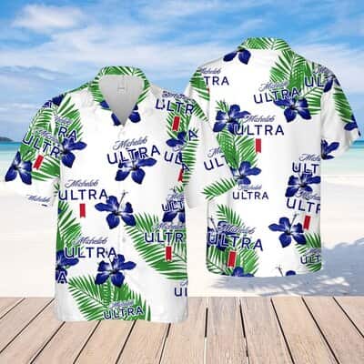 Michelob Ultra Beer Hawaiian Shirt Hibiscus Flower Pattern
