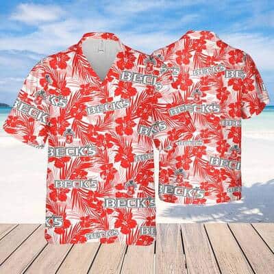 Beck's Beer Tropical Flower Pattern Hawaiian Shirt