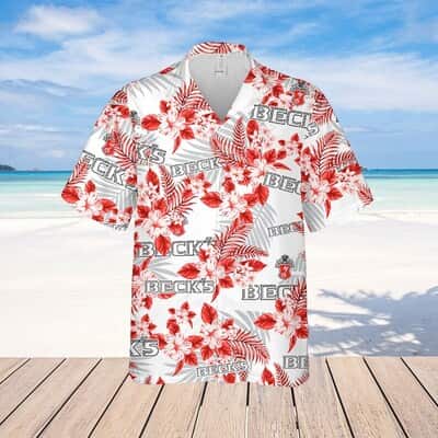 Beck’s Beer Tropical Flower Pattern Hawaiian Shirt Beach Lovers Gift