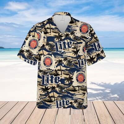 Miller Lite Beer Hawaiian Shirt Island Pattern