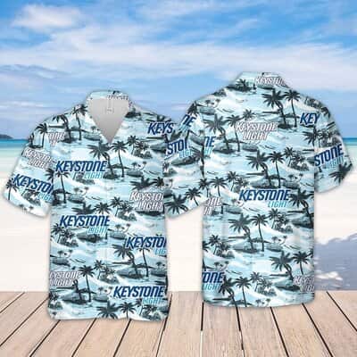 Keystone Light Beer Island Pattern Hawaiian Shirt