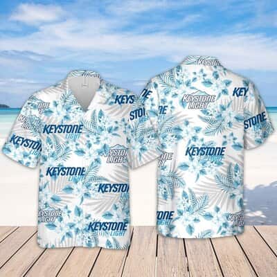 Keystone Light Beer Tropical Flower Pattern Hawaiian Shirt Gift For Beach Trip
