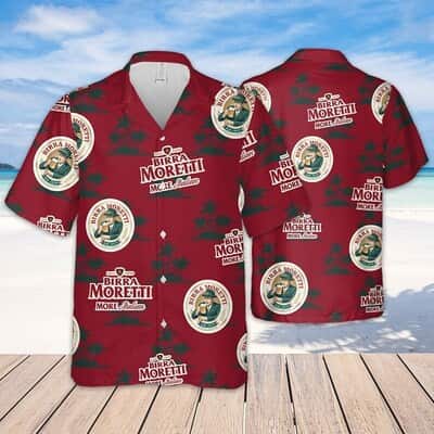 Birra Moretti Beer Coconut Island Pattern Hawaiian Shirt