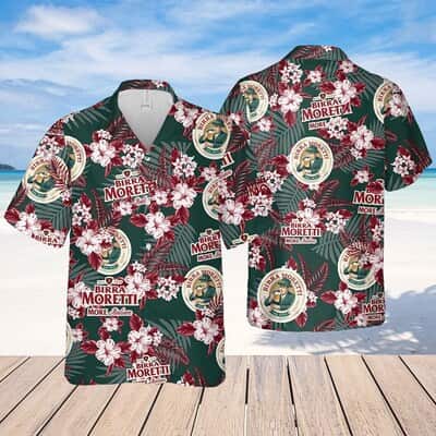 Birra Moretti Beer Flower Pattern Hawaiian Shirt Practical Beach Gift