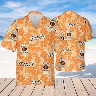 Tito's Vodka Hawaiian Shirt Tropical Flower Pattern Gift For Beach Lovers