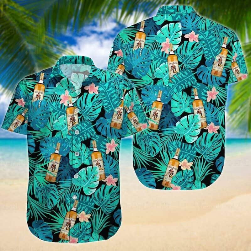 Captain Morgan Hawaiian Shirt Tropical Palm Leaves Beach Lovers Gift