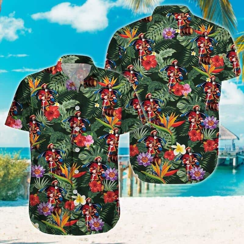 Captain Morgan Hawaiian Shirt Tropical Summer Pattern Gift For Beach Vacation