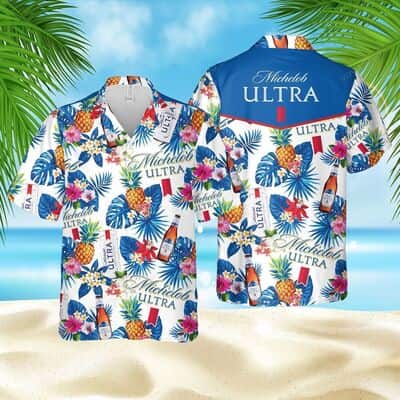 Michelob Ultra Beer Hawaiian Shirt Tropical Pattern Beach Vacation Gift