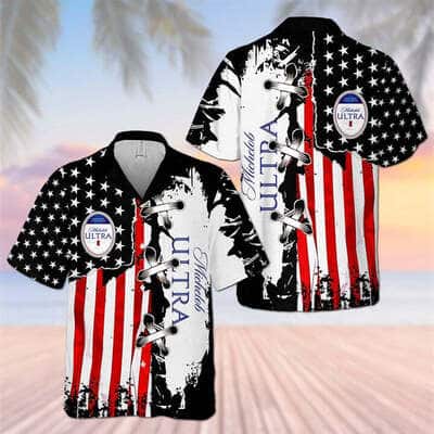 Michelob Ultra Beer Hawaiian Shirt American Flag Independence Day 4th Of July