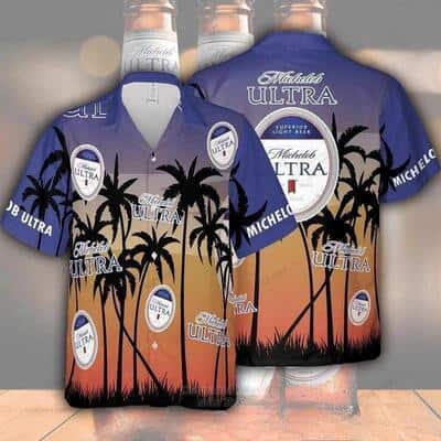 Michelob Ultra Hawaiian Shirt Palm Tree Beach Vacation Gift