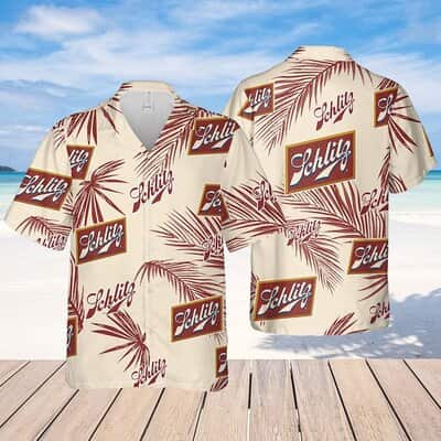 Schlitz Beer Palm Leaves Pattern Hawaiian Shirt