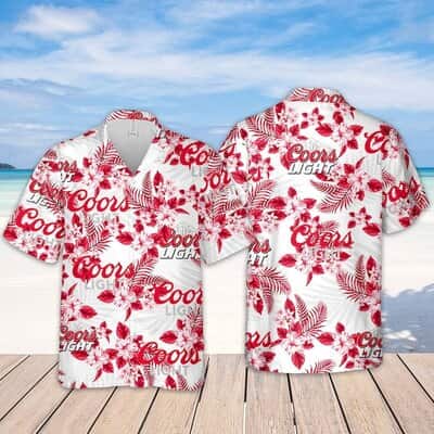 Coors Light Hawaiian Shirt Hibiscus Flower Pattern Beach Lovers Gift