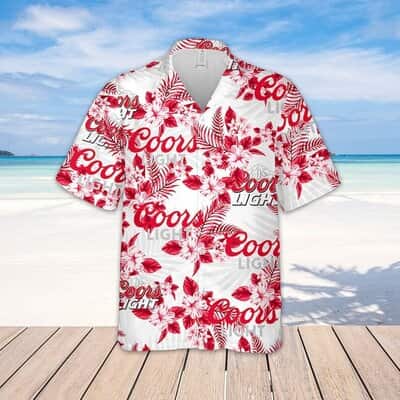 Coors Light Hawaiian Shirt Hibiscus Flower Pattern Beach Lovers Gift