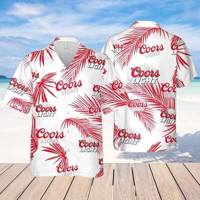 Coors Light Hawaiian Shirt Palm Leaves Pattern Gift For Beach Trip