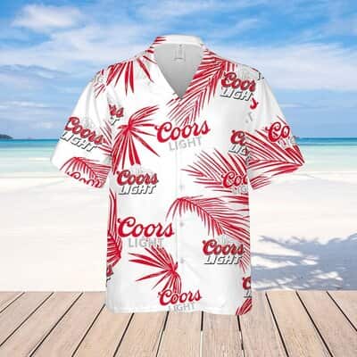 Coors Light Hawaiian Shirt Palm Leaves Pattern Gift For Beach Trip