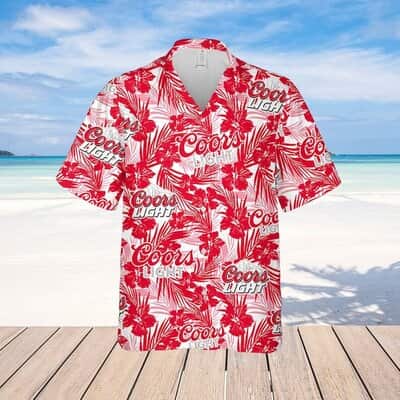 Coors Light Beer Hawaiian Shirt Tropical Flower Pattern Gift For Beach Vacation