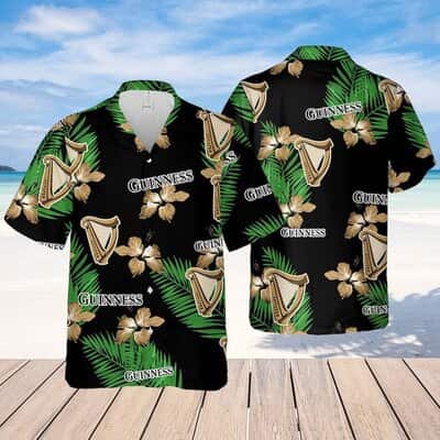 Guinness Hawaiian Shirt Hibiscus Flower Palm Leaf Gift For Beach Trip