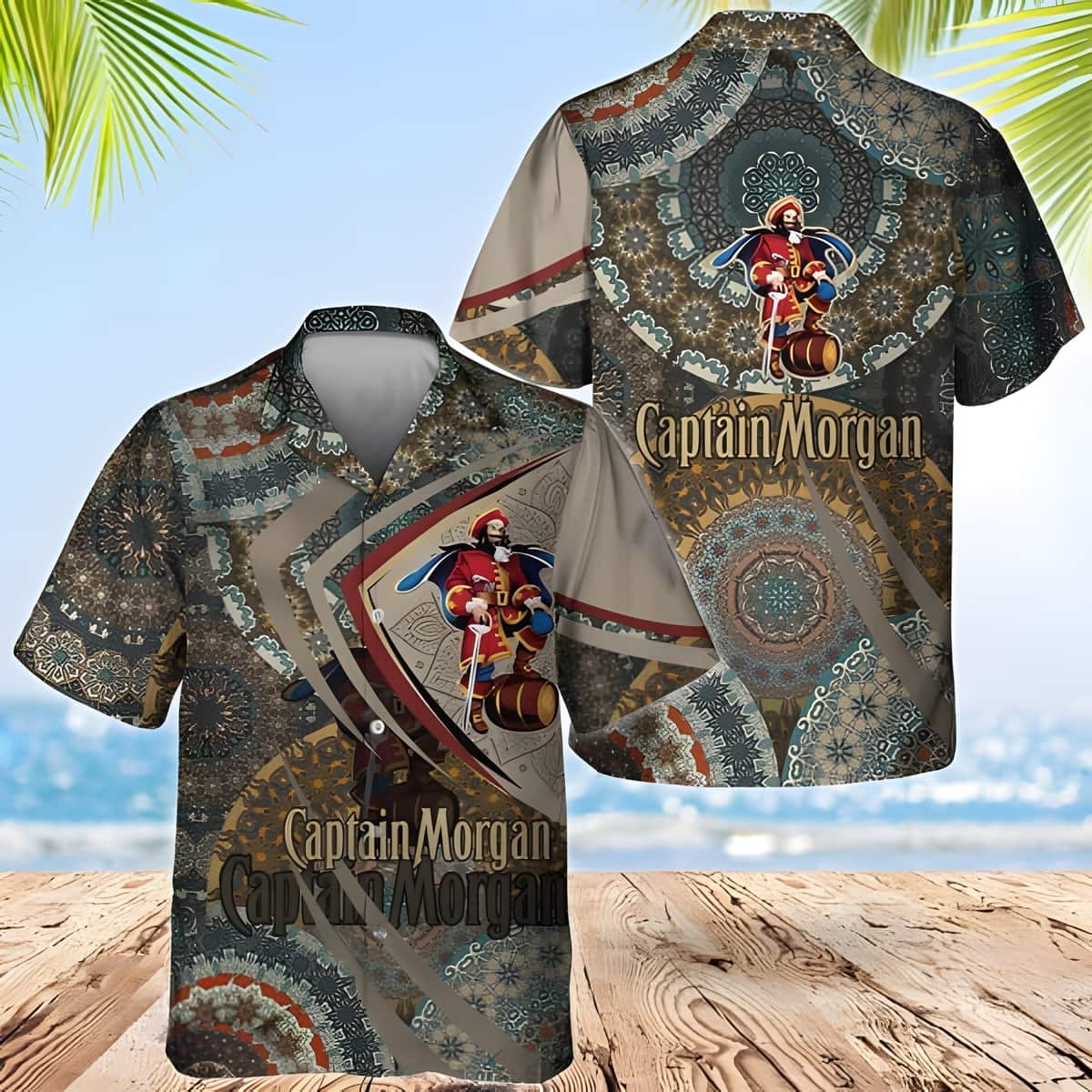 Mandala Pattern Captain Morgan Hawaiian Shirt