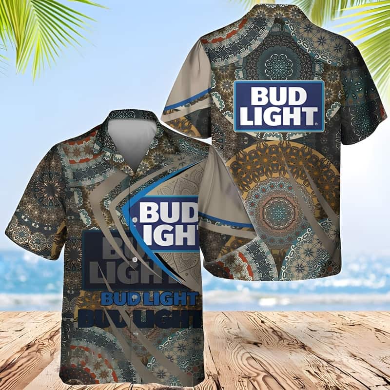 Bud Light Hawaiian Shirt Mandala Pattern Best Beach Gift
