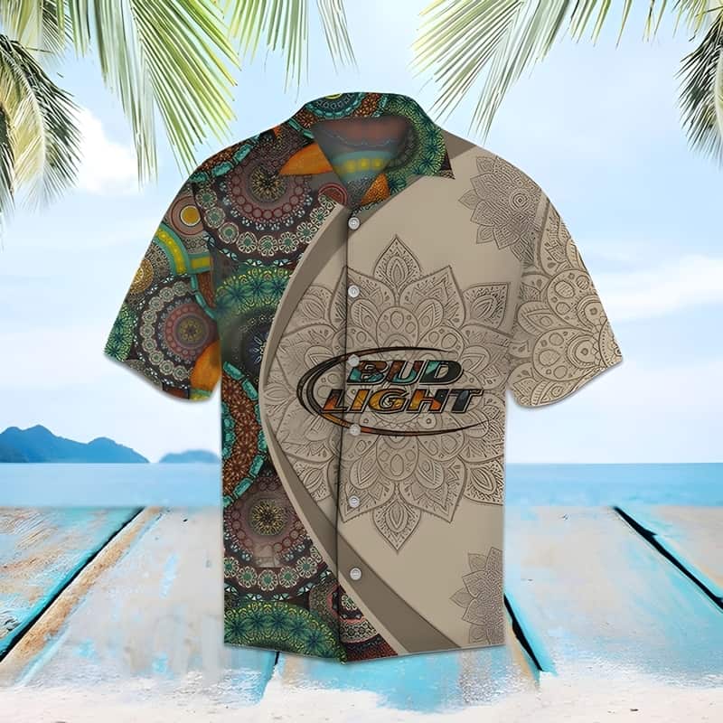 Bud Light Hawaiian Shirt Mandala Pattern Beach Lovers Gift