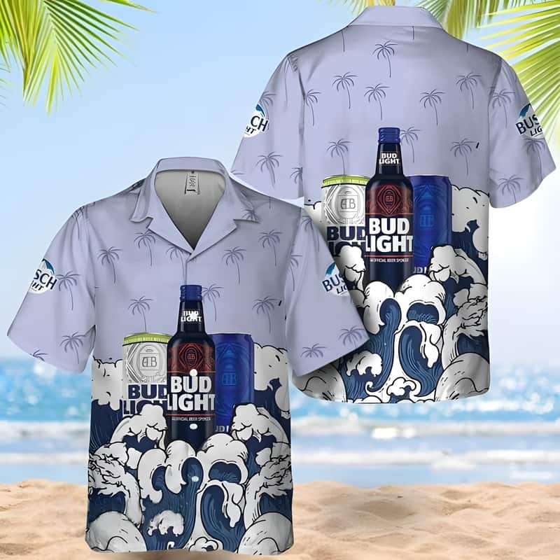 Summer Waves Bud Light Hawaiian Shirt Gift For Beach Trip