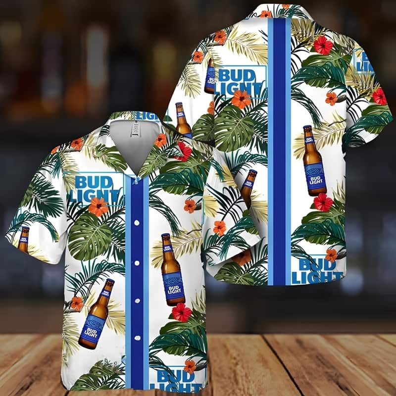 Bud Light Beer Hawaiian Shirt Tropical Summer Flower Beach Lovers Gift