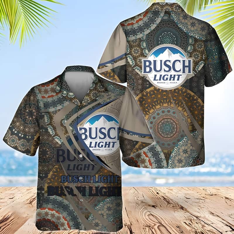 Busch Light Hawaiian Shirt Boho Mandala Pattern Beer Lovers Gift