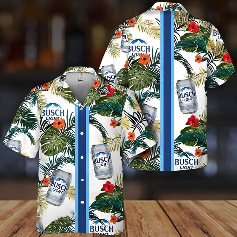 Busch Light Hawaiian Shirt Tropical Summer Flowers Beach Lovers Gift
