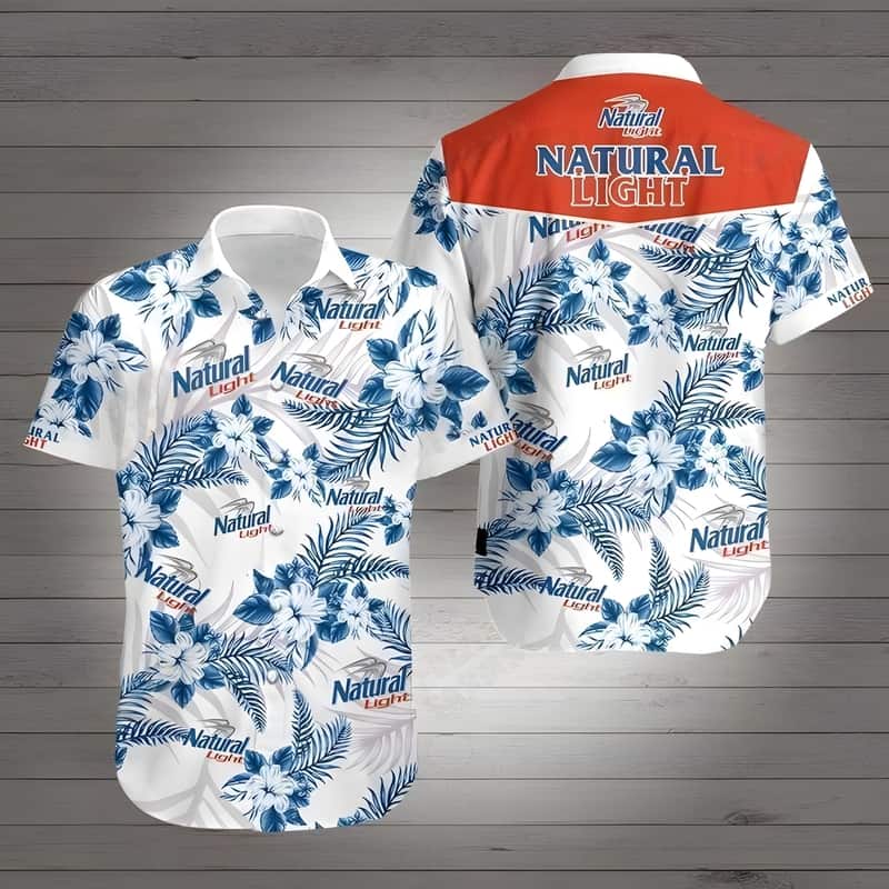 Natural Light Hawaiian Shirt Hibiscus Pattern Beach Gift