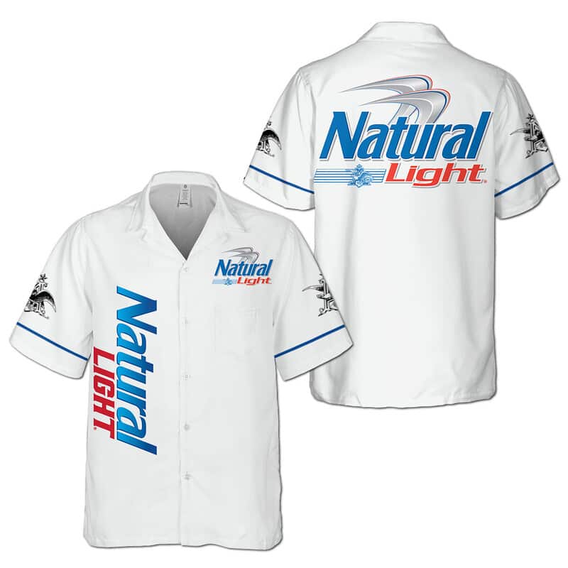 White Natural Light Beer Hawaiian Shirt