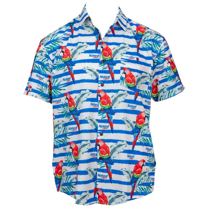 Natural Light Beer Hawaiian Shirt Bird Pattern