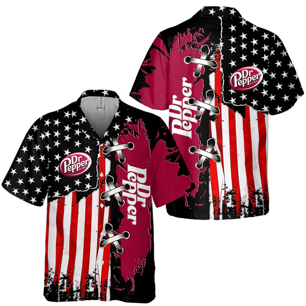 Dr Pepper Hawaiian Shirt US Flag Independence Day 4th Of July