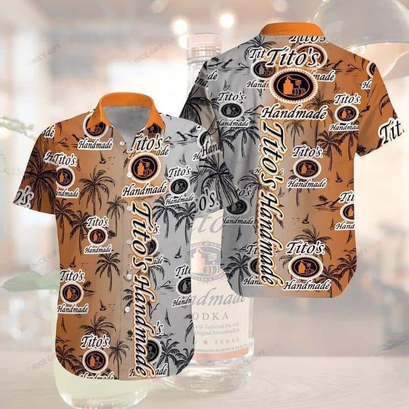 Tito's Handmade Vodka Hawaiian Shirt Coconut Palm Best Beach Gift