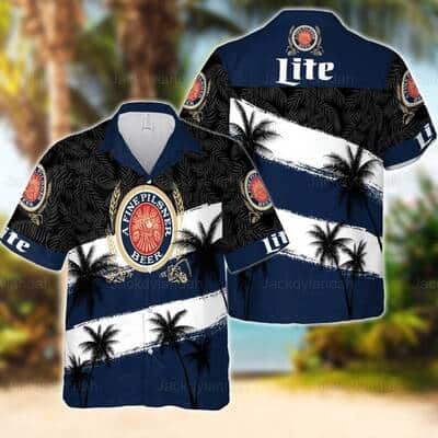 Miller Lite Beer Hawaiian Shirt Coconut Tree Best Beach Gift
