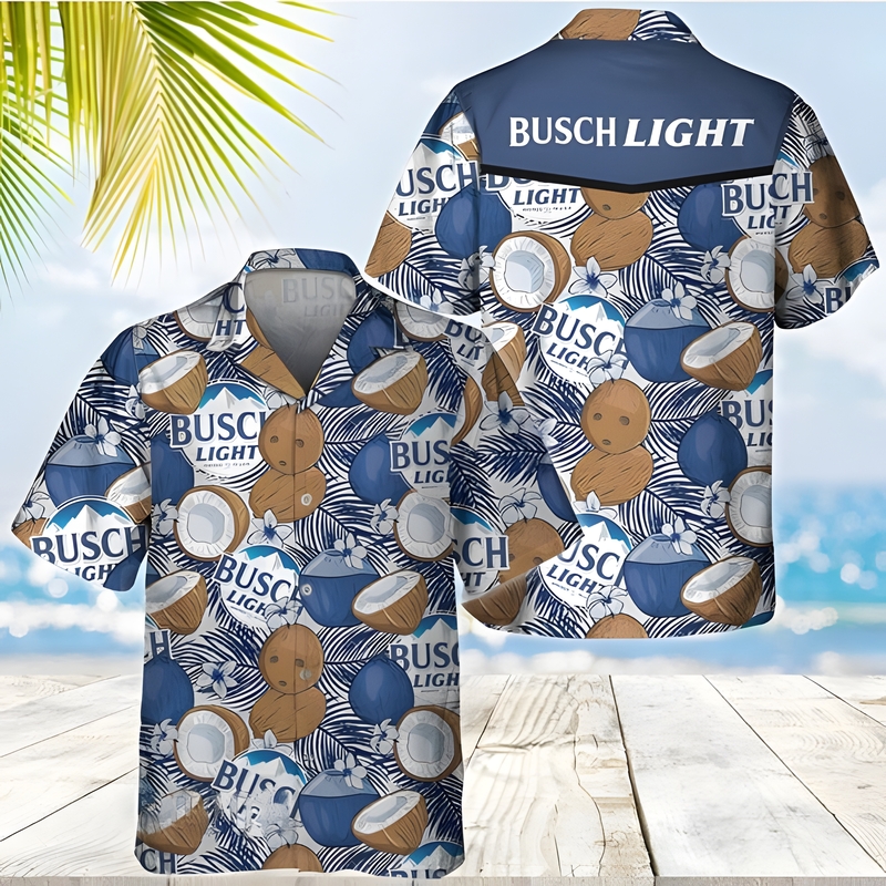 Busch Light Hawaiian Shirt Tropical Coconut Practical Beach Gift