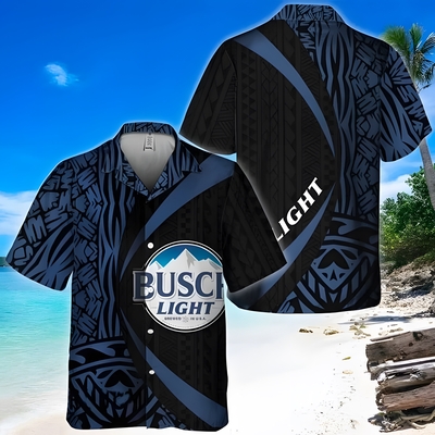 Busch Light Hawaiian Shirt Polynesian Samoan Pattern All Over Print
