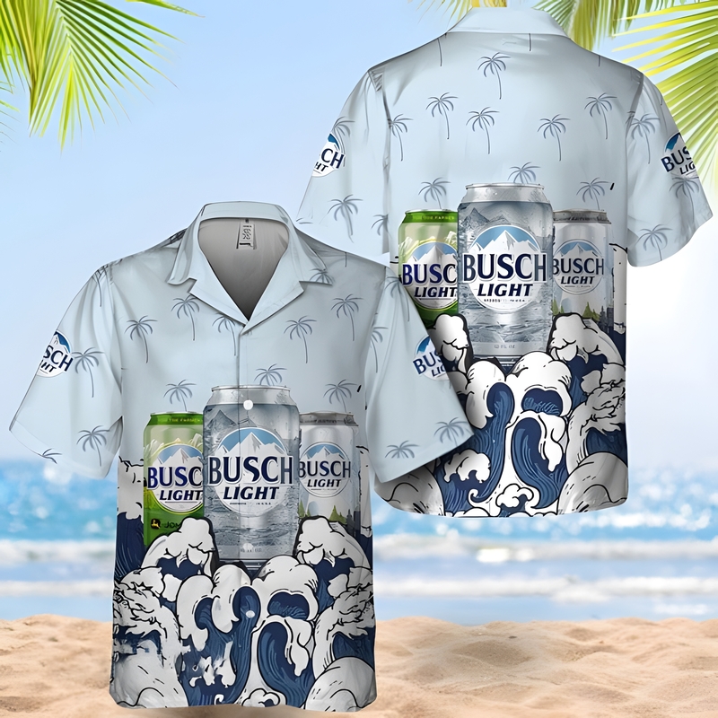 Summer Waves Busch Light Hawaiian Shirt Beach Vacation Gift