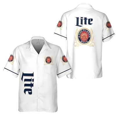 White Miller Lite Hawaiian Shirt Beer Lovers Gift