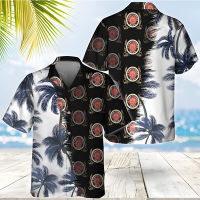 Miller Lite Hawaiian Shirt Palm Trees Summer Beach Gift