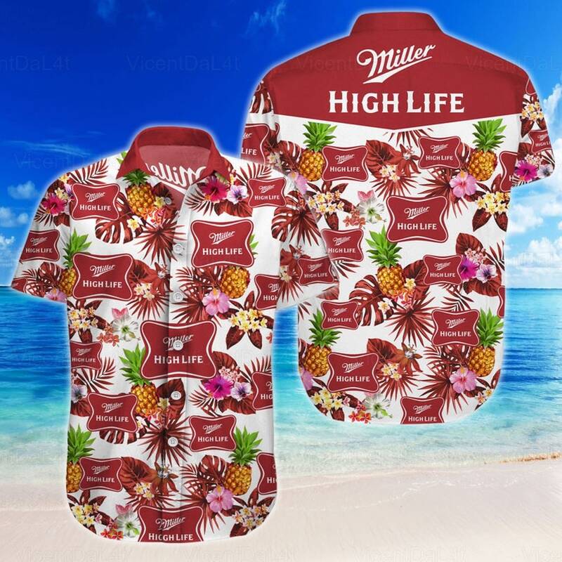 Miller High Life Hawaiian Shirt Tropical Pattern Gift For Beach Vacation