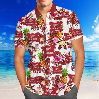 Miller High Life Hawaiian Shirt Tropical Pattern Gift For Beach Vacation