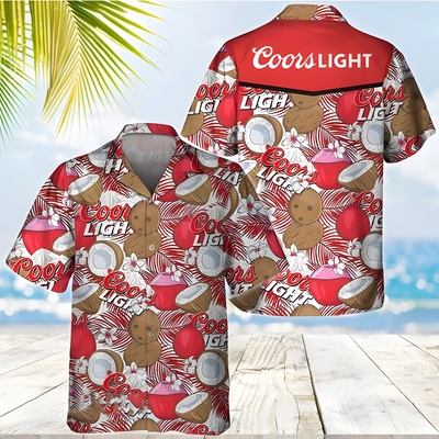 Coors Light Hawaiian Shirt Tropical Coconuts Beer Lovers Gift