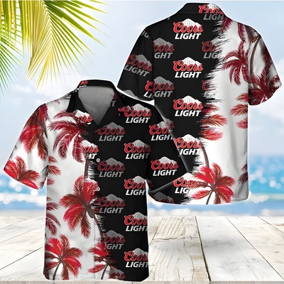 Coors Light Hawaiian Shirt Palm Trees Beach Gift For Him