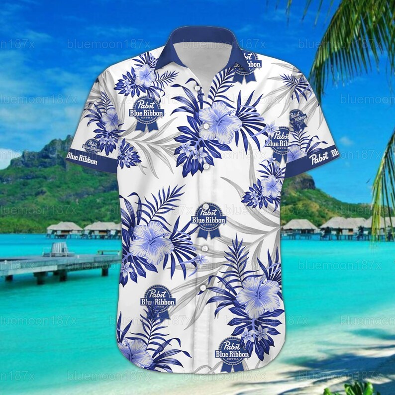 Pabst Blue Ribbon Hawaiian Shirt Beach Gift For Friend