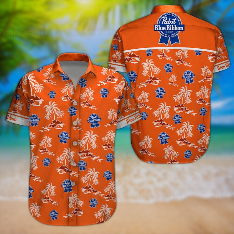 Pabst Blue Ribbon Hawaiian Shirt Beer Gift For Beach Lovers