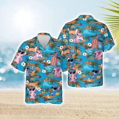 Stitch Pink Hawaiian Shirt Disney Gift For Beach Lovers