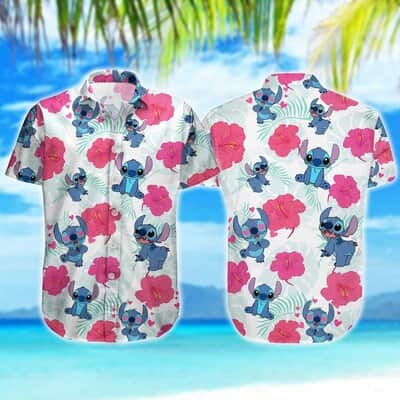 Cute Stitch Hawaiian Shirt Hibiscus Flower Pattern Gift For Beach Vacation