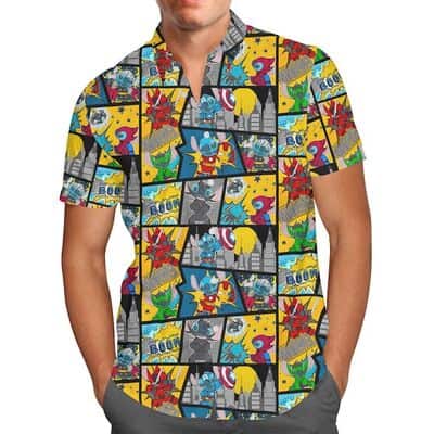 Superhero Stitch Hawaiian Shirt Comic Book Gift For Disney Lovers